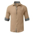 thumbnail image 4 of Yoodem Mens Shirts Men's T-shirts Men Daily Cotton Shirt Long Sleeve Hippie Casual Beach T Shirts with Button Blouse Shirts for Men Khaki M, 4 of 5