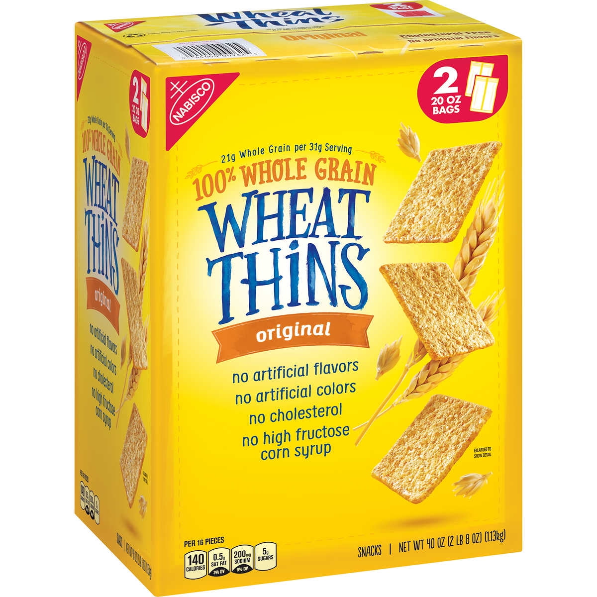 Nabisco Wheat Thins 100% Whole Grain Crackers, Original, 40 oz