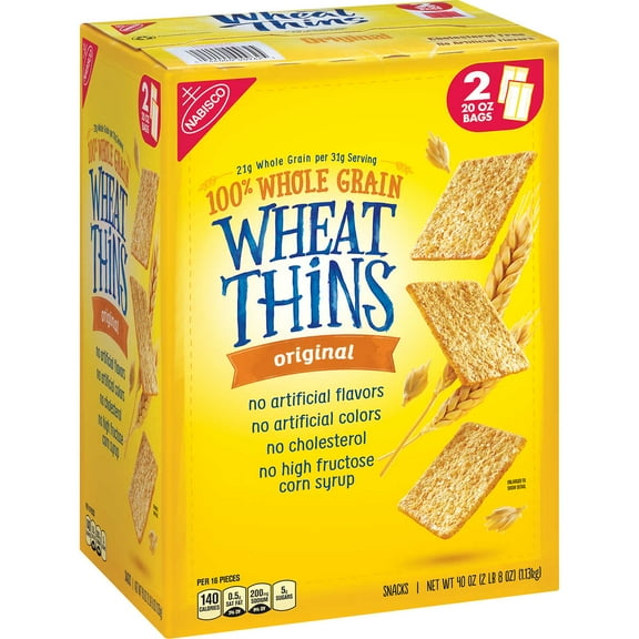 Nabisco Wheat Thins 100% Whole Grain Crackers, Original, 40 oz