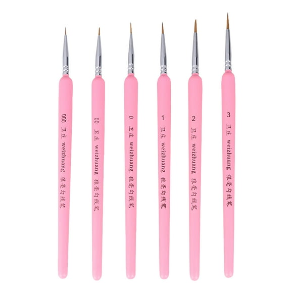 6Pcs Wolf Hair Tip Brushes Professional Detail Paint Brush Fine Detailing Painting Drawing Brushes(Pink)