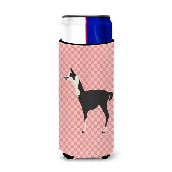 Llama Q Ara Pink Check Michelob Ultra Hugger for Slim Cans