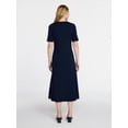 thumbnail image 3 of Time and Tru Women's and Women's Plus Seamed Cotton Midi Dress, Sizes XS-4X, 3 of 5