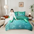 thumbnail image 4 of Castle Fairy Geometric Honeycomb Gamepads Full Size Comforter Sets 3-Piece for Adults Female Men,Gradient Universe Galaxy Bedding Comforter Set,Video Game Game Controller Lightweight Bedding Sets, 4 of 8