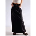 thumbnail image 3 of Katigan Women Denim Maxi Skirt Raw Hem A-Line Jean Skirt Casual Y2K Fashion High Waisted Long Denim Skirt with Pockets Black L, 3 of 4