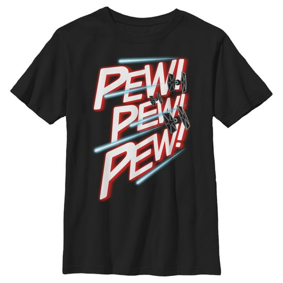 Boy's Star Wars: A New Hope TIE Fighter Pew Pew Pew  Graphic Tee Black Small