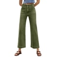 thumbnail image 4 of High Waist Women Casual Wide Leg Denim Pants Cropped Baggy Ankle Jeans with Pocket, 4 of 6