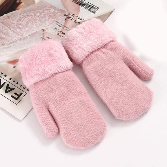 Pink Gloves Mittens for Women Men Thermal Gloves for Womens Winter Gloves Warm Gloves Fleece Lined Knit Gloves Elastic Cuff Knit Warm Lined Gloves