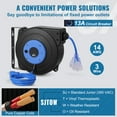 thumbnail image 6 of KFFKFF Retractable Power Cable Reel, 50 FT, Durable 14AWG/3C SJTOW Cable with Illuminated Triple Outlet, 13 Amp Safety Breaker, 180° Rotatable Bracket for Wall or Ceiling Installation, 6 of 9