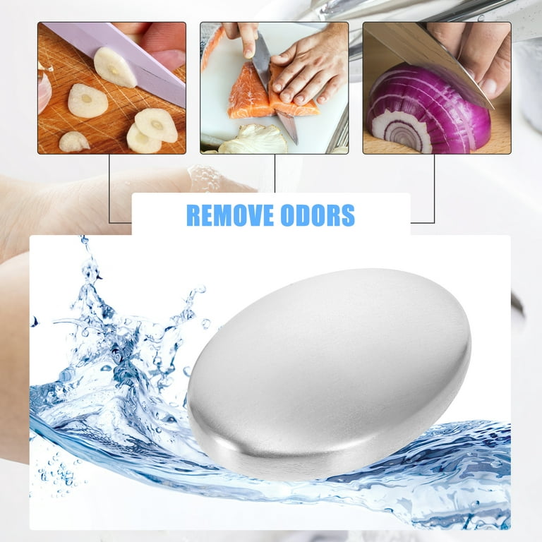 2pcs Stainless Steel Kitchen Soap Bar Odor Remover Bar Eliminating Odor Remover, Size: 2.56 x 1.77 x 0.59