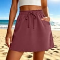 thumbnail image 2 of Soft Sweat Skirts for Women A Line Elastic Summer Drawstring Short Golf Casual Skirt with Pockets Women's Solid Color Workout Mini Skirt, 2 of 7