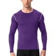 thumbnail image 1 of Innerwin Hauts de Musculation à Manches Longues T-Shirt de Sport pour Hommes Couche de Base de Gym Chandails de Compression Décontractés Violet G, 1 of 3