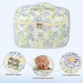thumbnail image 3 of Unique Bargains 3 Pcs Quilted Makeup Bags Cotton Quilted Toiletry Bag for Women Floral Makeup Bag Blue Floral, 3 of 7