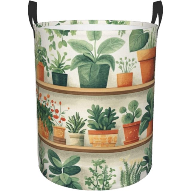 Panier à Linge Imprimé Plantes Vertes pour Bacs de Rangement Paniers Cadeaux Chambre Panier à Linge