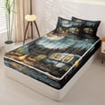 thumbnail image 2 of Homewish Kids Camping Themed Zipper Twin Comforter Sets with Fitted Sheet and 2 Pillowcases,Galaxy Starry Night Zipper Bedding Set For Boys,Reversible,4-Piece, 2 of 7