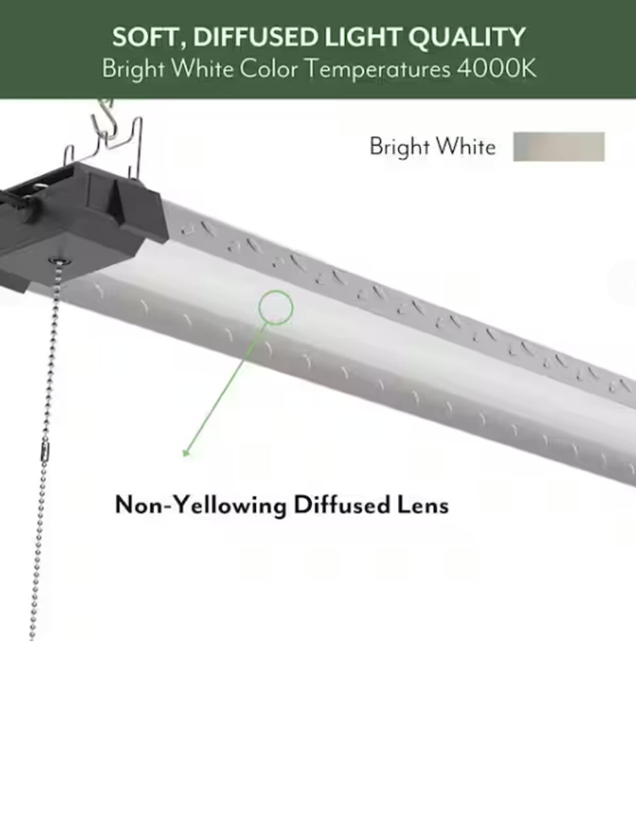 ETI 46-inch Anoma LED Shop Light with Pull Chain, 7500 Adjustable Lumen Boost,  4000K  Bright White, Linkable, 120 Volt, B02014601A