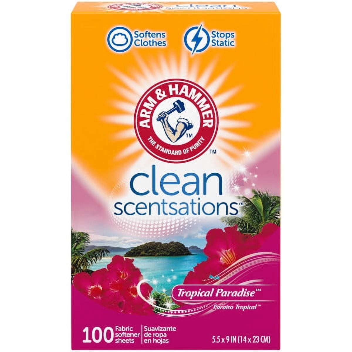 6 Pack of Arm & Hammer Fabric Softener Dryer Sheets, Tropical Paradise Scent, 100 Count