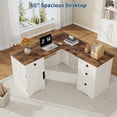 thumbnail image 4 of Farmhouse 60" Executive L Shaped Desk, Home Office Desk with File Drawers and Storage Cabinet, Corner Computer Desk with Adjustable Side Storage Cabinet, 4 of 8