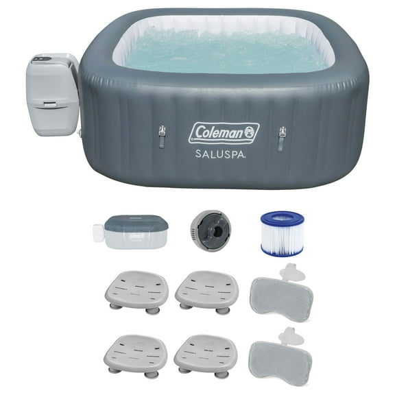 Bestway Hawaii AirJet Inflatable Hot Tub with 4 SaluSpa Non-Slip Spa Seats and 2 Pillows