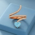 thumbnail image 4 of 7MM Heart Shape Wrap Bypass Ring Natural Larimar 925 Silver Rose Vermeil Women Valentines Day Gifts Rings, 4 of 7