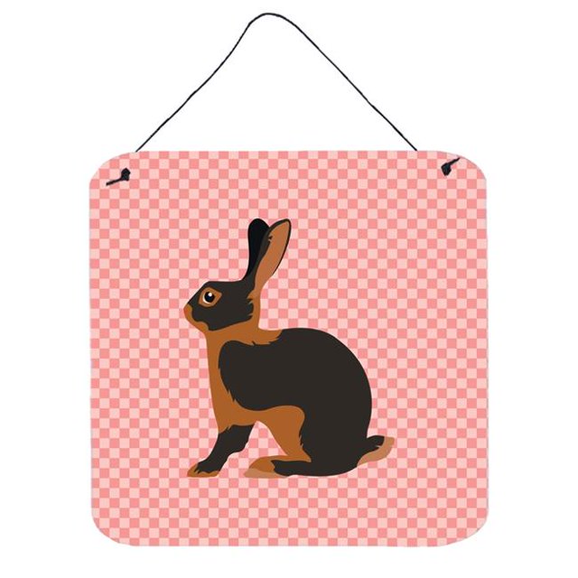 Carolines Treasures BB7963DS66 Tan Rabbit Impression Murale Ou de Porte à Carreaux Roses, 6 x 6 Po.