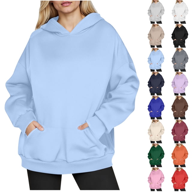 Pantalones cargo para mujer,Sudadera informal con capucha para mujer, corte holgado, color liso, bolsillos, mezcla de poliéster, cómoda para uso diario, sopatenor