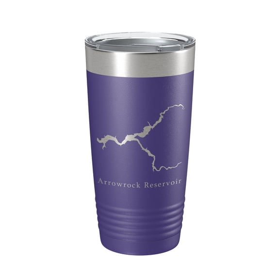 Arrowrock Reservoir Tumbler Lake Map Travel Mug Insulated Laser Engraved Coffee Cup Boise River Idaho 20 oz Purple