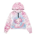 thumbnail image 4 of Xoenoiee Pink Axolotl Cherry Blossom Print Girls Oversized Half Zip Hoodies Long Sleeve Casual Sweatshirts Loose Fall Pullover Tops Jacket with Pocket, 9-10 Years, 4 of 7