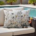 thumbnail image 4 of Watercolor Floral Outdoor Waterproof Pillow Covers, Spring Blooms Botanical Decorative Square Throw Pillowcase Sofa Cushion Sham for Patio/Couch/Chair, 18"x18" 2 Pack, 4 of 8