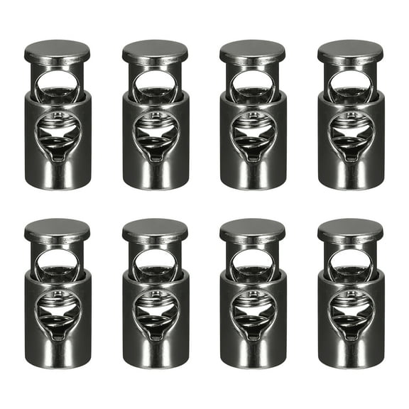 Uxcell 8Pack Metal Cord Locks, 5mm Single Hole Toggle Spring Stop Cord Locks End Fastener Slider, Metallic Black