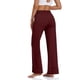 thumbnail image 3 of Pantalones de pierna ancha con cordón elástico y bolsillos en la cintura, pantalones casuales sueltos para yoga, ejercicio físico, jogging, rojo vino XL, 3 of 5