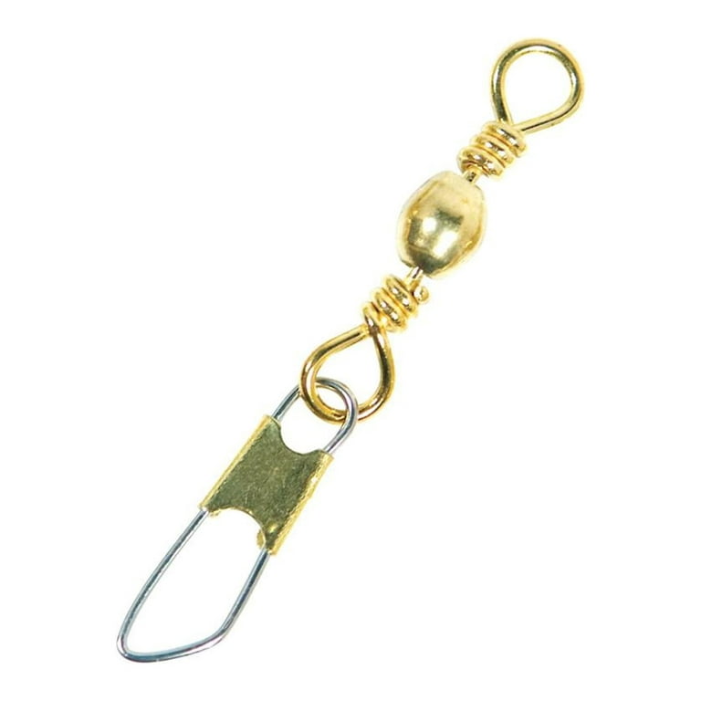 Eagle Claw Barrel Swivel with Safety Snap, Brass, Size 14, 12 Pack 