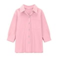 thumbnail image 6 of Posijego Girls Button down Shirts Cotton Linen Long Sleeve Tops Collared Casual Blouses Shirts with Pocket, 6 of 6