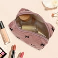 thumbnail image 5 of Unique Bargains 1 Pc Bow Corduroy Style Drawstring Makeup Bag for Vacation Dark Pink Corduroy, 5 of 6