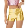 thumbnail image 3 of Kaerm Womens Shiny Rave Dance Booty Shorts High Waist Metallic Mini Hot Pants Yoga Dance Bottoms Gold L, 3 of 7