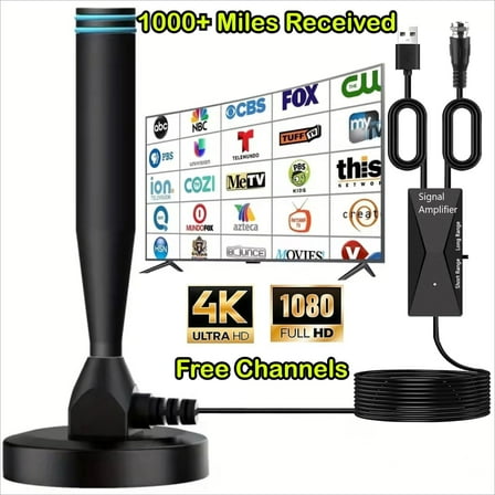 1000  Miles Range HD TV Antenna for Smart TV, Indoor TV Antennas for Free Channels with Magnetic Base, Long Range Amplified Digital TV Antennas for Local Channels, Supports 4K 1080p All TV