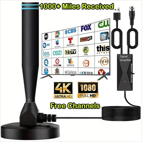 1000  Miles Range HD TV Antenna for Smart TV, Indoor TV Antennas for Free Channels with Magnetic Base, Long Range Amplified Digital TV Antennas for Local Channels, Supports 4K 1080p All TV