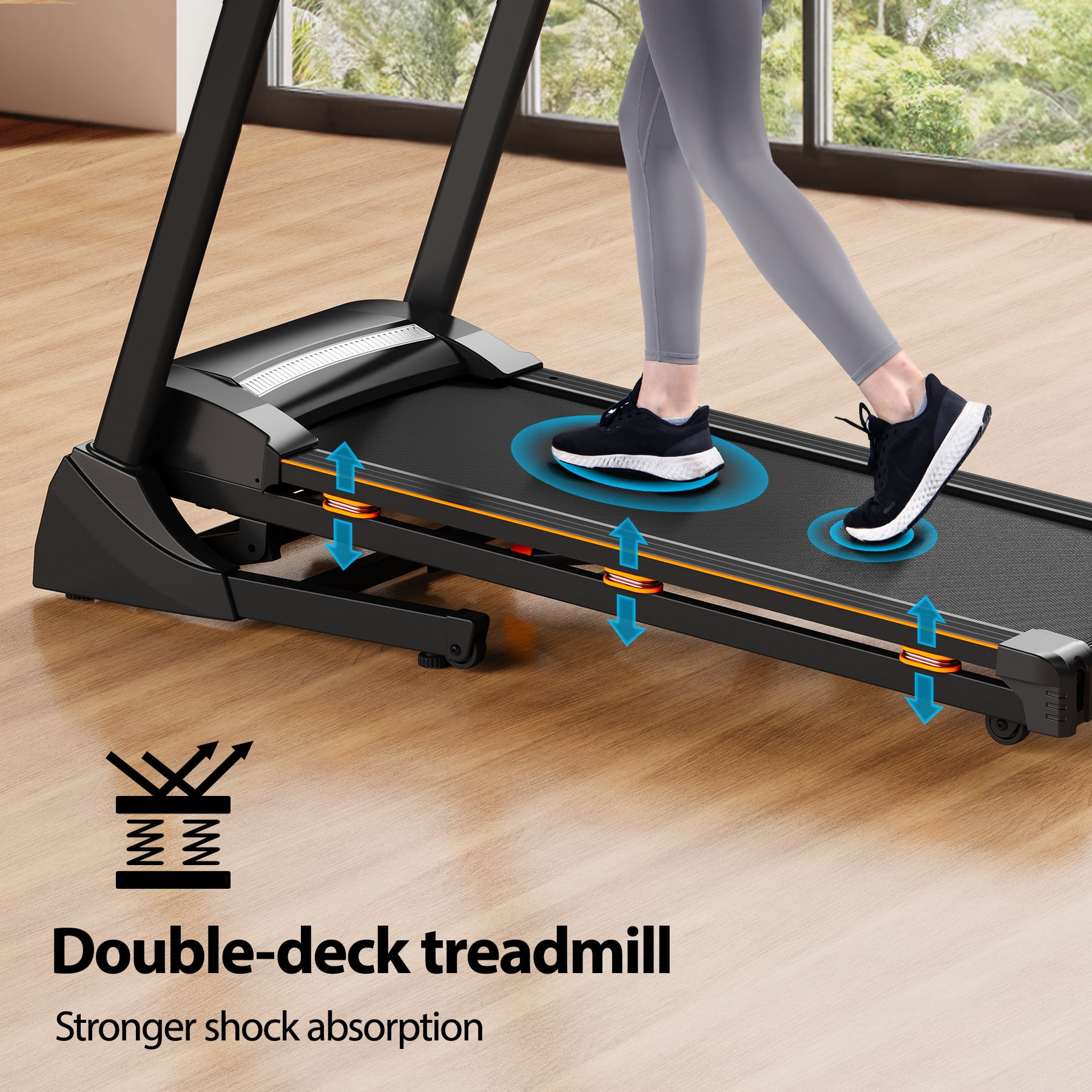 RENESTAR Folding Treadmill with Auto Incline:3.0HP Foldable Electric Treadmill for Home Fitness&Workouts, 300 lb Capacity, 0.5-10 MPH, Portable Running Machine with APP, Bluetooth Speaker