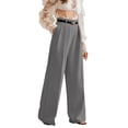 thumbnail image 2 of Women'S High-Waisted Elegant Straight-Cut Business Suit Pants Gray L, 2 of 10