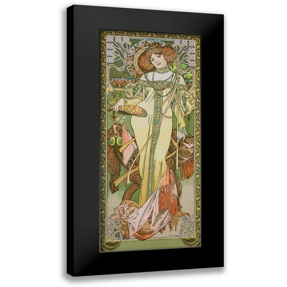 Mucha, Alphonse 8x14 Black Modern Framed Museum Art Print Titled - Autumn