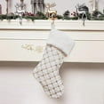 thumbnail image 7 of Christmas Stockings, White Red Velvet Quilted Christmas Stocking kit 18 Inch Large Gold Sequins Fuzzy Cuff Stuffers Bags Ornament Family Xmas Party Decorations, 4 Pack, 7 of 7