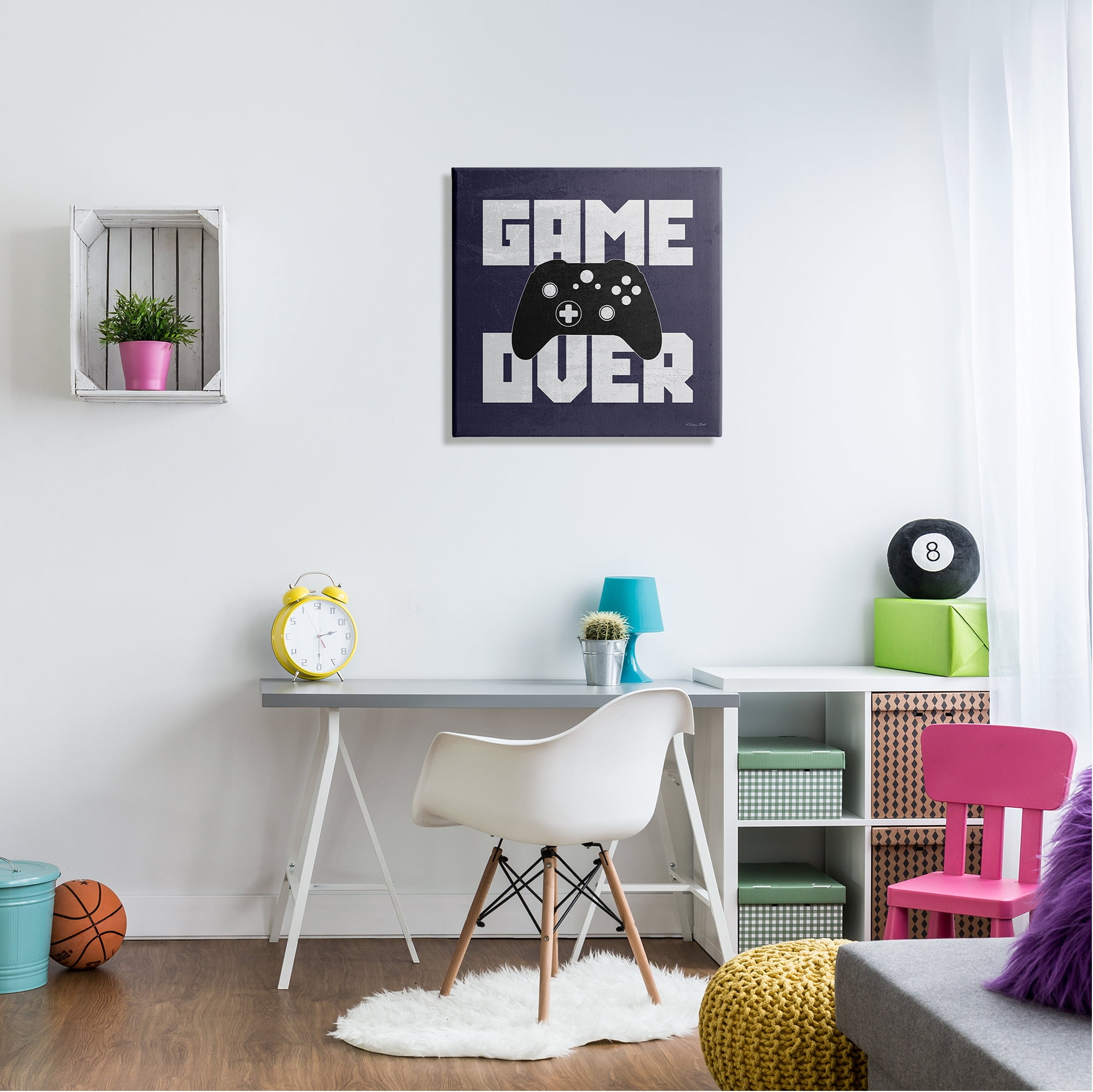 Stupell Game Over Blue Controller Phrase Beauty & Fashion Painting Gallery Wrapped Canvas Print Wall Art