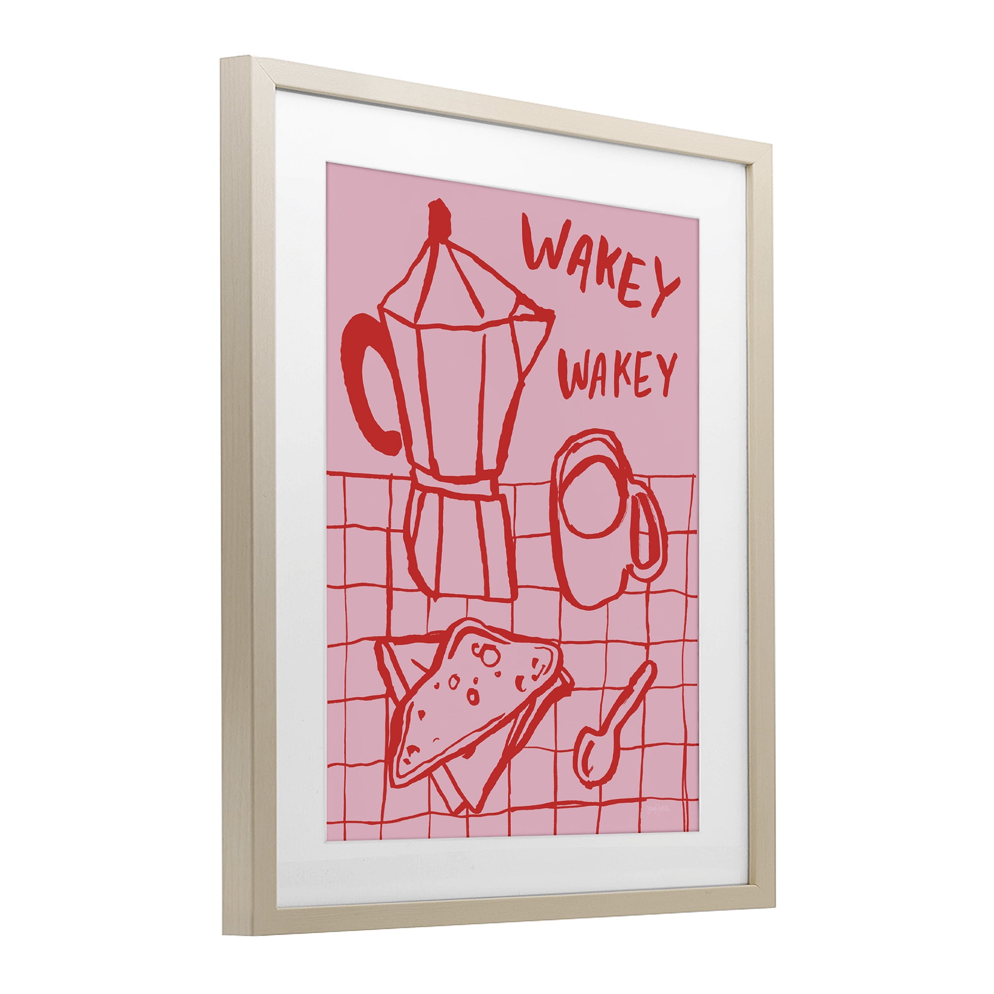 Stupell Industries Wakey Breakfast Doodles Birch Framed Print Under Glass, design by Jenaya Jackson