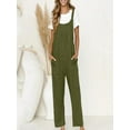 thumbnail image 2 of ShomPort Casual Button Suspender Overalls with Pockets for Women Summer Comfort Cotton Linen Jumpsuits, 2 of 8