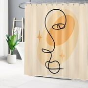 HVEST Mid Century Shower Curtain,Abstract Boho Aesthetic Bathroom Curtain,Modern Art Biege Bath Curtain Polyester Fabric with Hooks Bath Decor Accessories,72x78 Inch