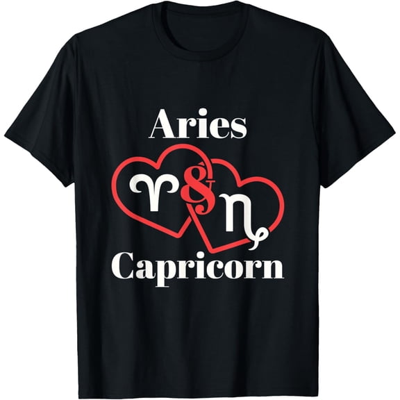 Aries Capricorn Zodiac Couples Astrology Heart Valentine T-Shirt