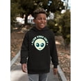 thumbnail image 2 of Alien Emoji Vibes Only - Retro UFO Space Graphic Youth's Hoodie, 2 of 4