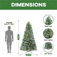 thumbnail image 3 of 7.5ft Snow Flocked Christmas Tree with Lights, Christmas Tree with Pine Cones, Berries, Foot Pedal, 1346 Branch Tips, 550 Warm Lights and Metal Stand by Homestock, 3 of 9