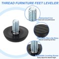 thumbnail image 3 of Paquete de 12 Niveladores de Pies de Muebles con Rosca de 1/4, Tornillo de Nivelación Ajustable de 23x12, Negro, 3 of 6
