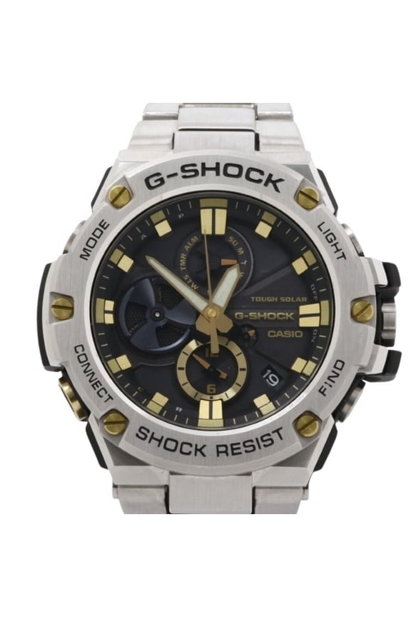 Pre-Owned CASIO G-SHOCK G-STEEL GST-B100 Series GST-B100D-1A9JF Black Silver Resin/Stainless...
