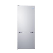 Summit 28 Inch Bottom Freezer Refrigerator, Refrigerator- Freezer, With Ice Maker, White - FFBF151WIMLHD (left Handed Door Swing)